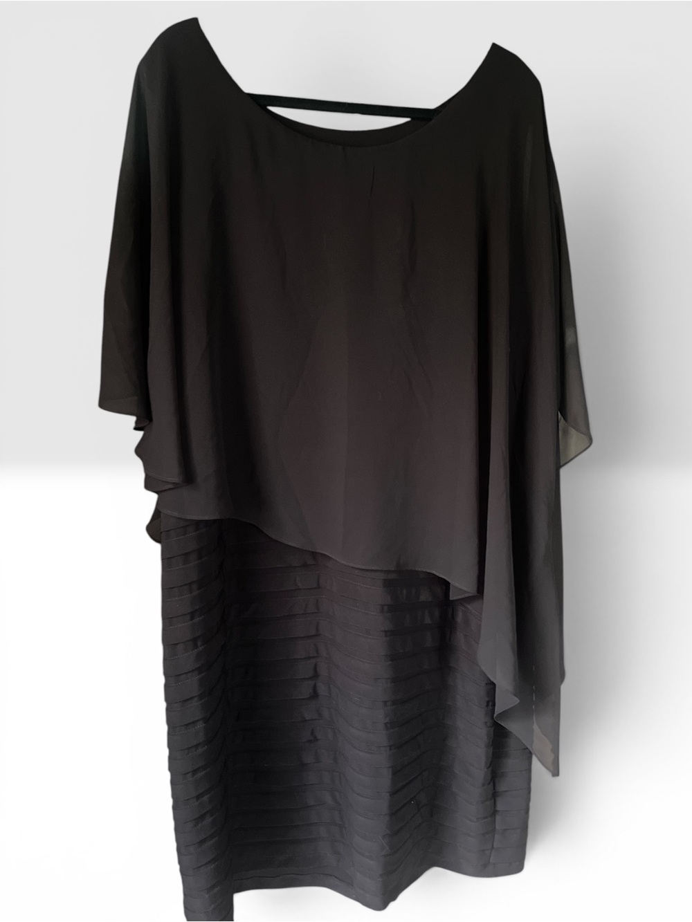 Beautiful Black Asymmetric Draped Midi Dress